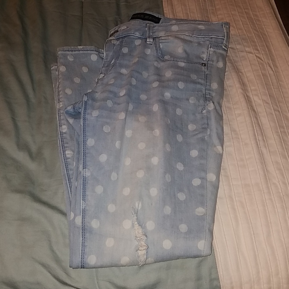 Express ripped polka dot women's jeans